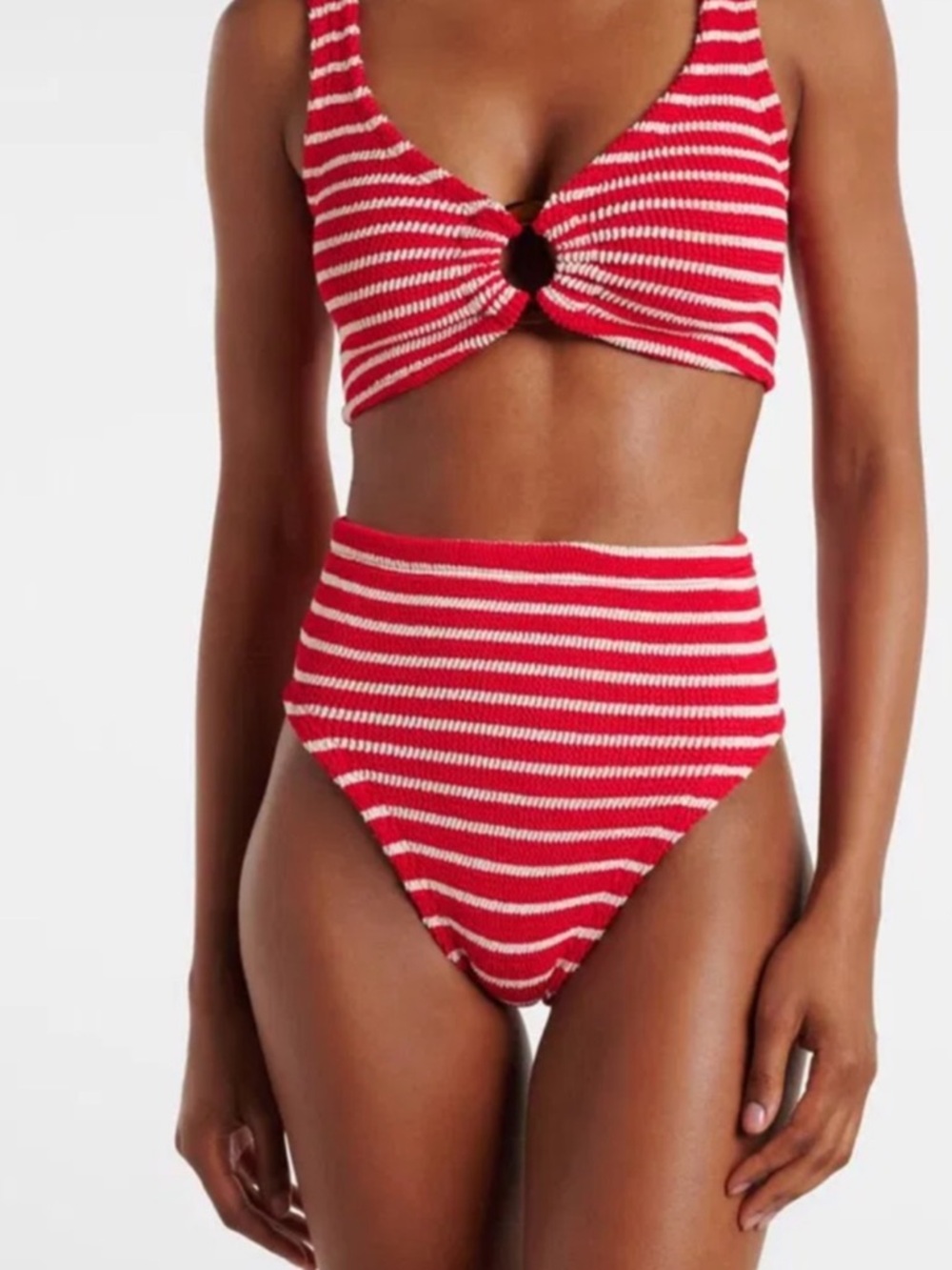 HUNZA G Nadine Striped Bikini New Cheeky Spring Break Nautical Nantucket